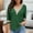 Green women plus size tops a1, variant on Women Plus Size V Neck 3/4 Sleeve Lace Trim Tops Casual Boho Pullover Blouses Solid Basic Fall Winter Clothes, Light Blue 3XL