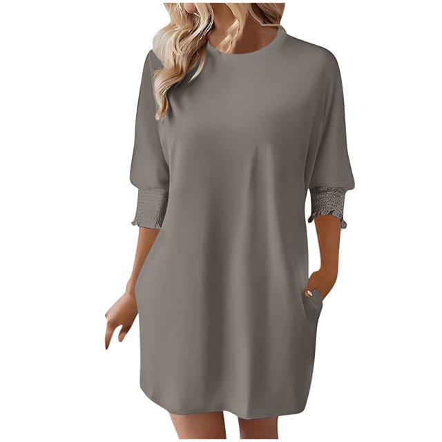 onlyliua Robes Blanches pour Femmes Mode Décontractée Aguichant Col Rond Imprimé Floral Faux Deux Pièces Sans Manches