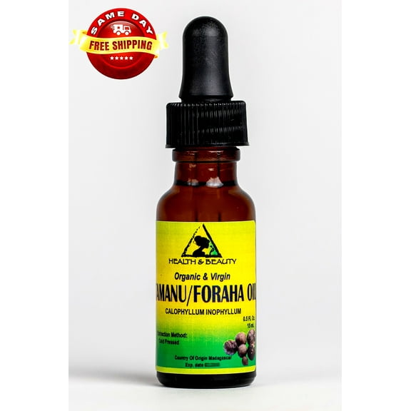 TAMANU / FORAHA OIL ORGANIC UNREFINED VIRGIN COLD PRESS PURE 0.5 OZ GLASS DROPP