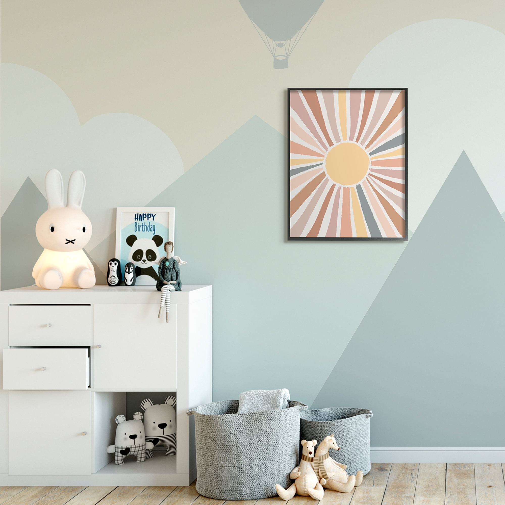 Southwestern Desert Sun Striped Pattern Rays 24 in x 30 in Framed Painting Art Prints, by Stupell Home Décor