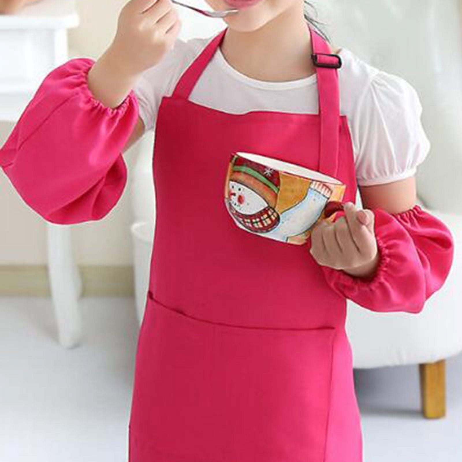 12 Piece Children's Chef Hat Apron Set, Boy and Girl Apron Children Adjustable Cotton Apron Kitchen Apron Belt