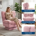 thumbnail image 3 of Sillón giratorio 360° de chenilla para salón o dormitorio - Asiento extragrande de 52,8 cm, respaldo alto, cojín grueso de algodón - Moderno y cómodo, capacidad 136 kg- Color: Chenille | Pink, 3 of 7