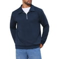 thumbnail image 5 of INSPIRE CHIC Men's Quarter Zip Long Sleeve Knitted Geometric Patterns Pullover Sweatshirt M Dark Blue, 5 of 6