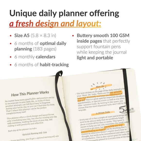 The Habit Nest Daily Planner,The Ultimate Undated A5 Planner. Plan each day to perfection, boost productivity, Organizer, and Habit Tracker Journal.