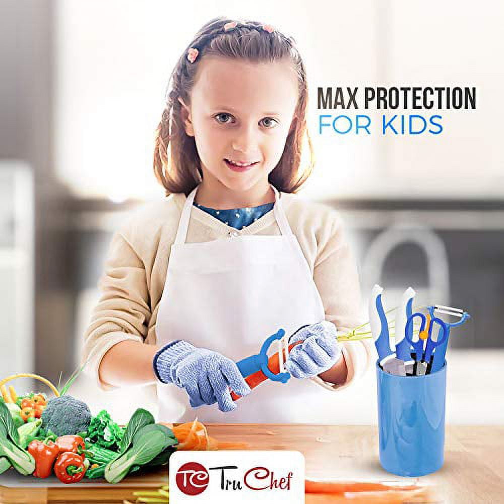 TruChef KIDS Cut Resistant Gloves (Ages 4-8) - Maximum Kids Cooking  Protection. Safe hands from REAL Kitchen Knives and Tools. Perfect for  Oyster Shucking and Whittling. 