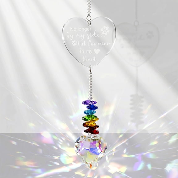 Crystal Pet Memorial Suncatcher - Heart-Shaped Sympathy Gift for Dog Loss with Engraved Paw Design and Gift Box