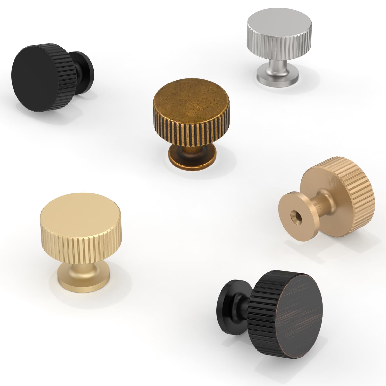 10 Pack Antique Brass Cabinet Knobs 1-1/10 Inch(28mm) Single Hole Cabinet Pulls Round Kitchen Cabinet Knobs Drawer Knobs