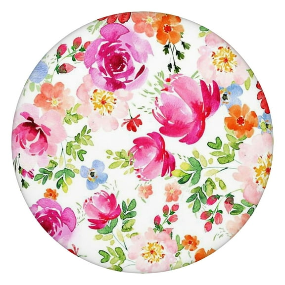 Pioneer Flower Floral Print Pattern Round Fitted Tablecloth with Elastic Edge,Dining Table Cover Waterproof,Outdoor Round Tablecloth for Camping,Dining,Indoor and Outdoor