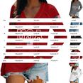 thumbnail image 3 of LEKODE Vintage 250th Anniversary USA Flag V Neck Patriotic Top for Women Independence Day Z2 Red L, 3 of 5