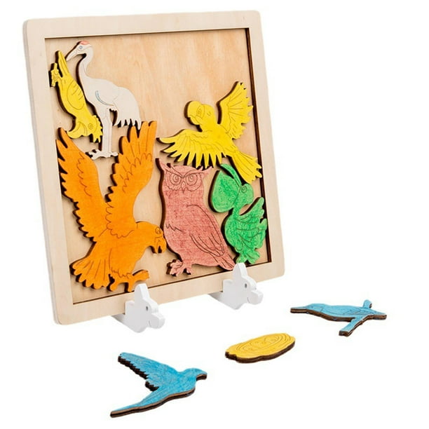 Rompecabezas de animales de graffiti de madera, juguetes artesanales hechos a mano para bebés, rompecabezas de madera Montessori DIY Rompecabezas de Estilo C Hugo rompecabezas