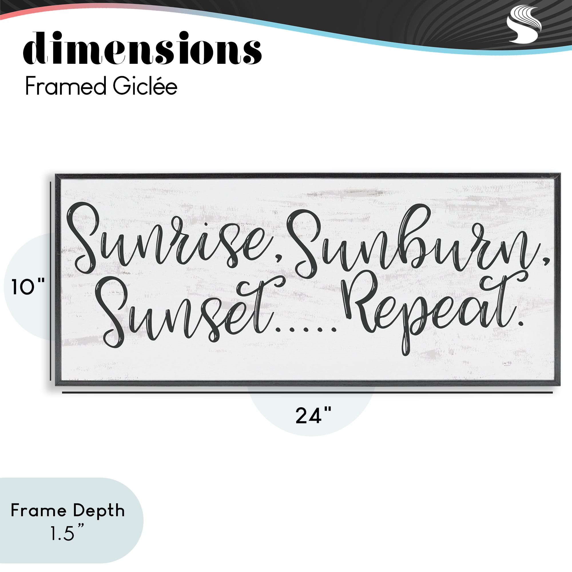 Stupell Industries Sunrise Sunburn Sunset Repeat Black Framed Giclee Art, design by Lux + Me Designs