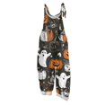 thumbnail image 2 of Womens Halloween Jumpsuits Cute Print Baggy Casual Wide Leg Romper Tie Strap Cotton Linen Pants, 2 of 7