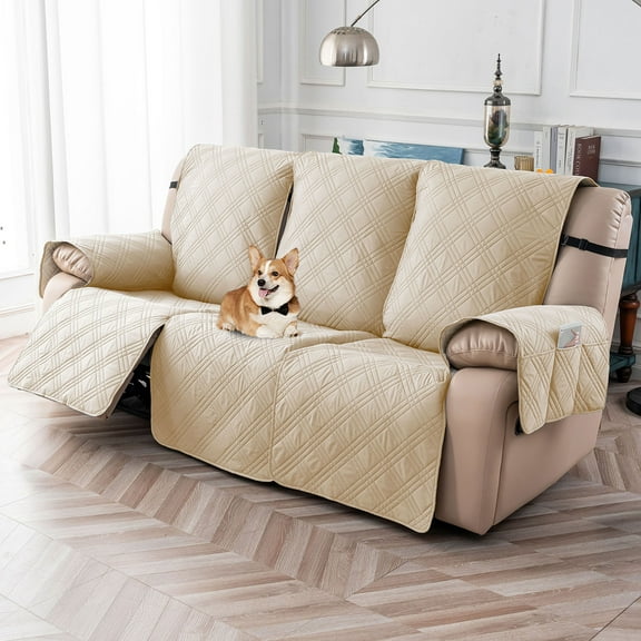100% waterproof three seater recliner cover, non slip recliner cover with pockets, washable recliner/furniture protection cover for children and pets