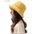 thumbnail image 4 of Pure color fisherman hat autumn female Korean fashion hat warm and cold basin hat same paragraph plush lamb wool teddy hat, 4 of 6