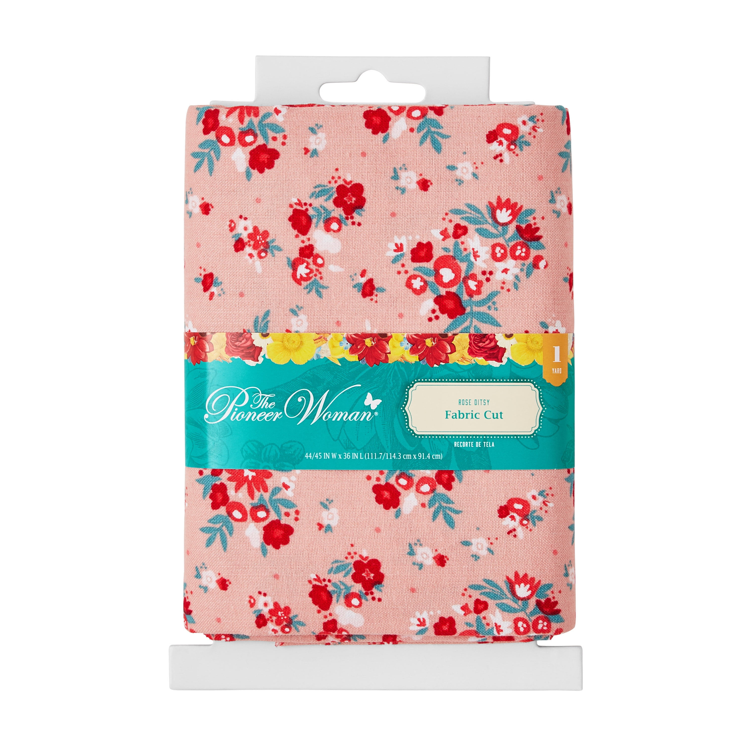 The Pioneer Woman 44' x 1 Yard Cotton Rose Ditsy Fabric Precut, Pearl Blush