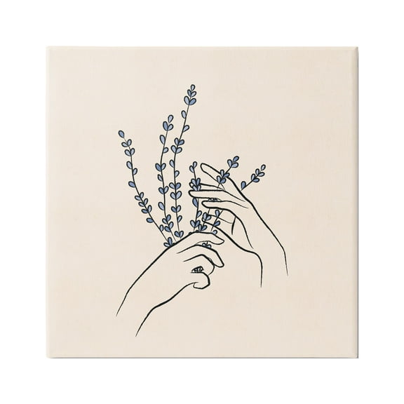 Stupell Industries Hands Holding Lavender Sprigs Botanical Line Doodle Graphic Art Gallery Wrapped Canvas Print Wall Art, Design by JJ Design House LLC