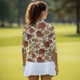 thumbnail image 5 of Uorisanigo Classic Rose Womens Golf Shirt with Zipper Size L Versatile Fashionable 3/4 Roll Sleeve Quick Dry Athletic Polo Shirts Soft Comfortable Tennis Tops Relaxed Workout Tops, 5 of 7
