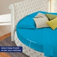 thumbnail image 3 of 400 Thread Count Egyptian Cotton Round Bed Sheet Set - 76" diameter with 15" Deep Pocket - Turquoise Blue Solid - Ultra Soft, Breathable Luxury Bedding, 3 of 5