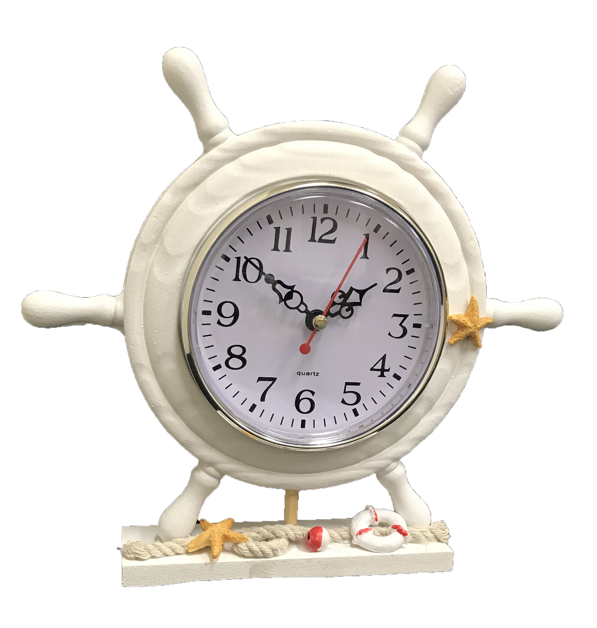 Desktop Clock with Nautical Steering Wheel Design;Product Size 9 x 8.