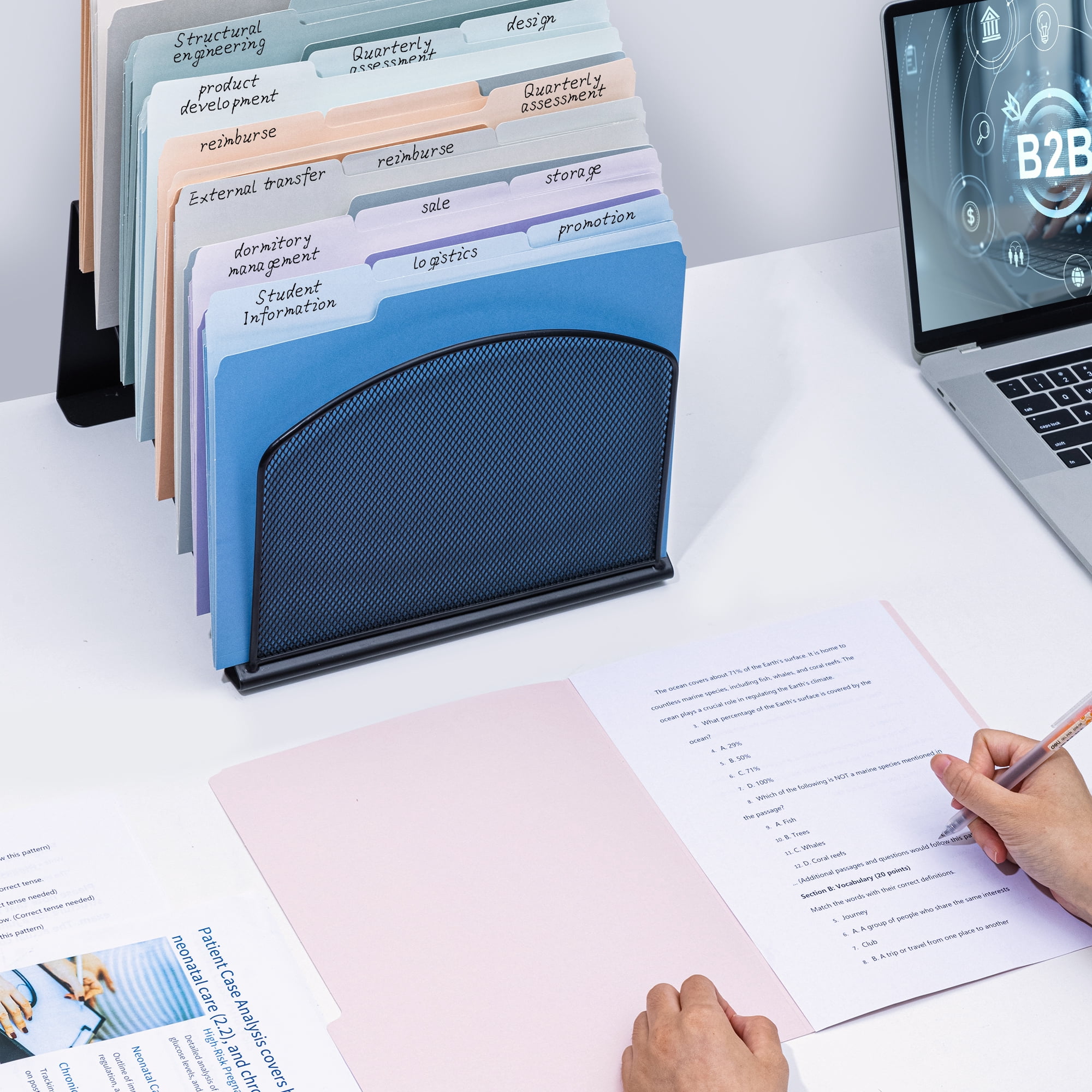 Deli File Folders Letter Size 10 Pastel Colors, 100 Pack Manilla Folders 8.5 x 11 1/3-Cut Tabs, Colored File Folders Office Home School for Documents Files
