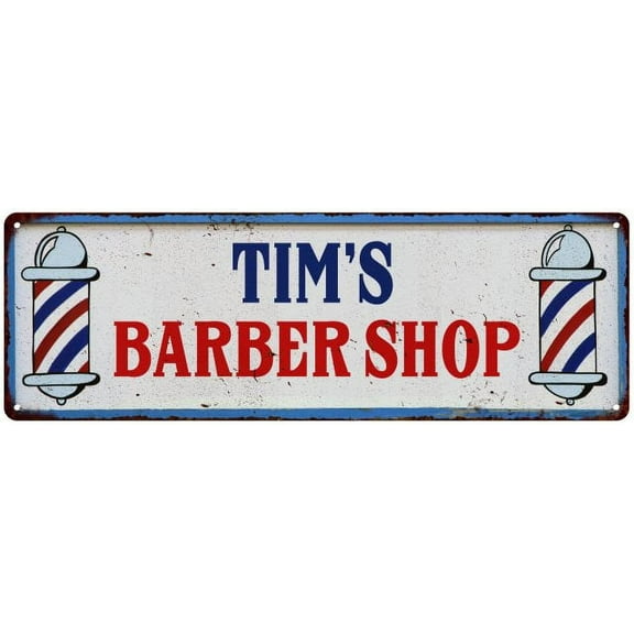 TIM'S Barber Shop Hair Salon Gift Metal Sign Retro 6x18 206180031464