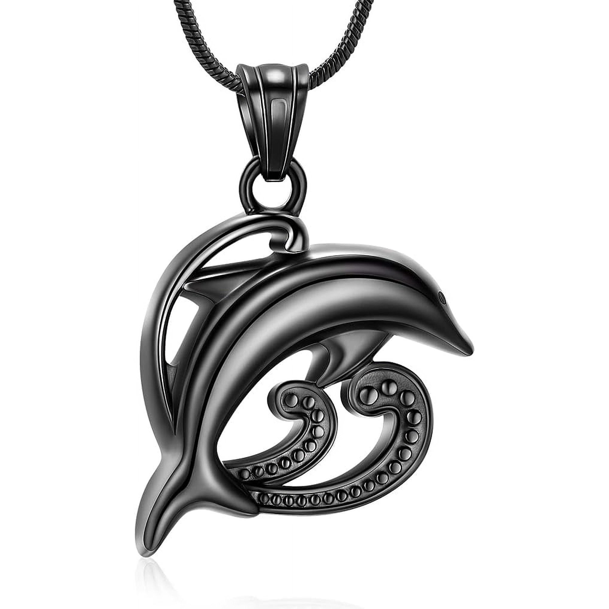 Dolphin Cremation Jewelry for Ashes Stainless Steel Memorial Urn Necklaces for Human Pet Keepsake
