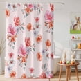 thumbnail image 6 of Shower Curtain Watercolor Spring Floral Shower Curtains for Bathroom Decor, Waterproof Polyester Shower Curtain Set with Hooks, Standard Size 72" x 72" Flowers Petals Pink, 6 of 9