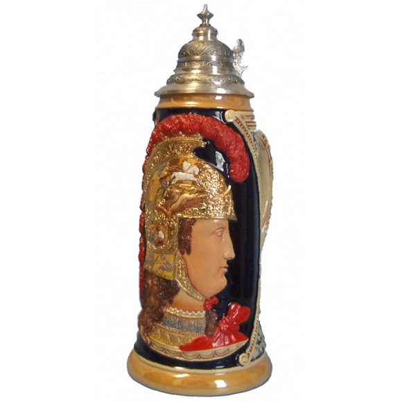German Beer Stein Minerva Goddess of War Giantstein, replica from year 1870 1,5 liter tankard, beer mug, Limitaet 2009