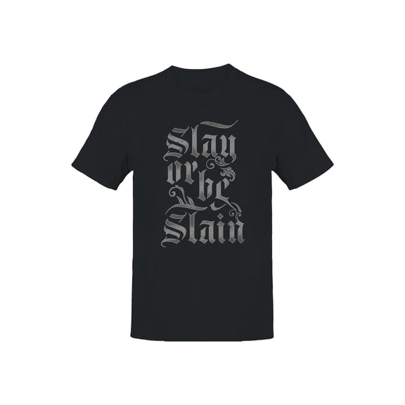 Gothic "Slay or Be Slain" Graphic Men's T-shirt