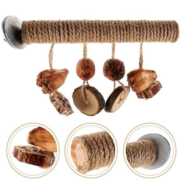 PAMINGONO Parrot Standing Stick Small Chew Toys Wood Bird Cage Accessories for Playing 1Pcs