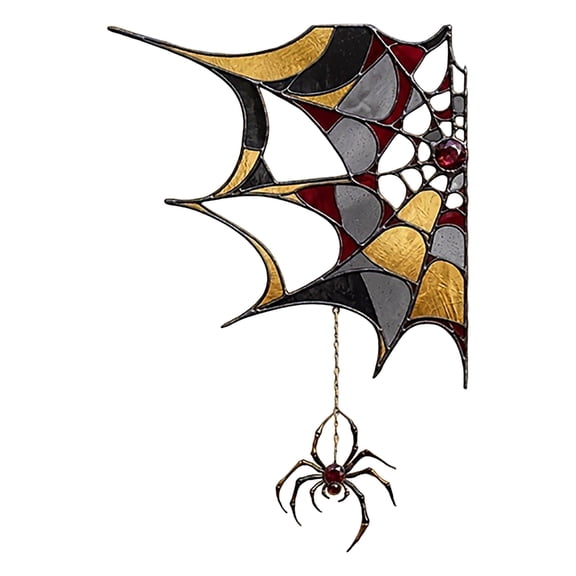 Halloween Window Cling, Removable Stained Glass Static Film Spider Web Gothic Window Decal Home Decor, 6.77x9.88inch
