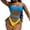 Blue, variant on QHFBli Women One Piece Swimsuit High Waisted Deep Vneck Color Block Bathing Suit Neon Tie Back Swim Suits