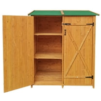 SESSLIFE Removable Shelves Vertical Cabinet Storage Shed 62.87 x 53.27 x 25.43, Natural Wood