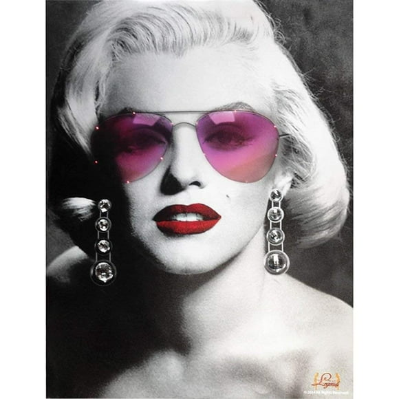 Lienzo para pared, gafas de sol con luz LED de Marilyn Monroe, 40 x 50 cm