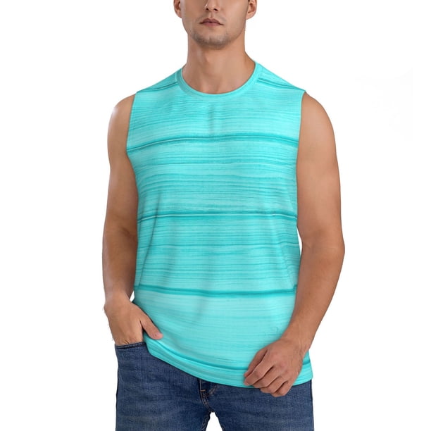 Balery Turquoise Wooden Camisetas sin mangas para hombre, absorbe la humedad y protege contra el mal olor.-Small