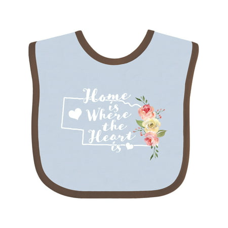 Inktastic Nebraska Home is Where the Heart is with Watercolor Floral Infant Bib Unisex