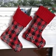 thumbnail image 4 of 18 Buffalo Plaid Christmas Stockings , Pet Paw Snowflake Stocking with Knitted Cuff Fireplace Hanging Stockings for Xmas Decoration, 4 of 6