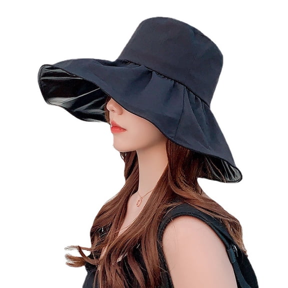 Women's Packable Reversible Bucket Hat UV Sun Protection Wide Brim Summer Beach Cap