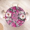 thumbnail image 4 of Ambesonne Floral Design Fitted Round Tablecloth, Springtime Hibiscus, 45"- 56" Diameter, Pastel Pink Hot Pink, 4 of 5
