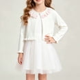 thumbnail image 5 of FRSASU Girls Lace Ruffle Collar Cropped Knit Shrug Long Sleeve Single Button Soft Cardigan Sweater for Dress Size 2-14T White-F, 5 of 9