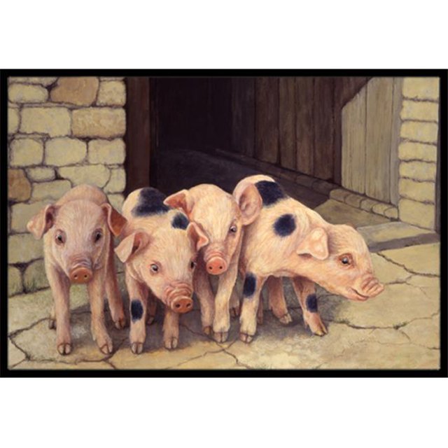 Porcs Porcelets par Daphne Baxter Tapis Intérieur Ou Extérieur&44; 18 x 27