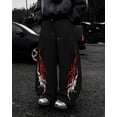 thumbnail image 3 of Men's Red Flame Splatter Print Baggy Gothic Sweatpants Y2k Pants Mens Goth Graphic Pants Streetwear Elastic Waist Wide Leg Casual Joggers for Skate Daily Wear, 3 of 5