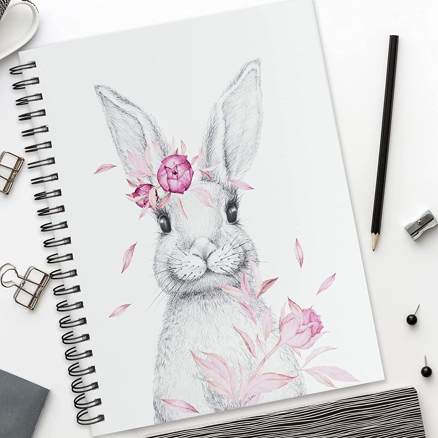 FIXSMITH 9"X12" Sketch Book x4, 100 Sheets Durable Acid Free Drawing Paper, Spiral Bound Artist Sketch Pad, Bright White