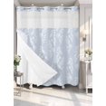 thumbnail image 2 of No Hook Shower Curtain with Snap-in Liner, Light Blue Botanical Waterproof Fabric Bathroom Curtains, Pastoral Elegant Spring Floral Bath Curtains & Mesh Top Window 66"x72", 2 of 9
