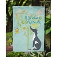 thumbnail image 3 of Carolines Treasures BB7592GF Welcome Friends Black White Greyhound Flag Garden Size  Small multicolor, 3 of 3