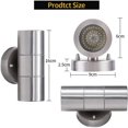 thumbnail image 2 of Aplique de pared exterior doble de acero inoxidable, resistente al agua IP54, con difusor de cristal templado transparente, casquillo de bombilla GU10, máx. 35 W, para patio, jardín,, 2 of 5