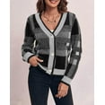 thumbnail image 6 of Sherrylily Women Sweaters Plaid Fuzzy Knit Button Down Long Sleeve Cardigans Pullover, 6 of 6