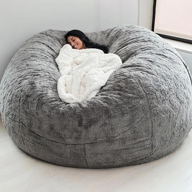 Funda de sofá Inicio Esponja Cama Bean Bag Funda para silla Funda para dormitorio doble Balcón Sofá Tomshoo Gris
