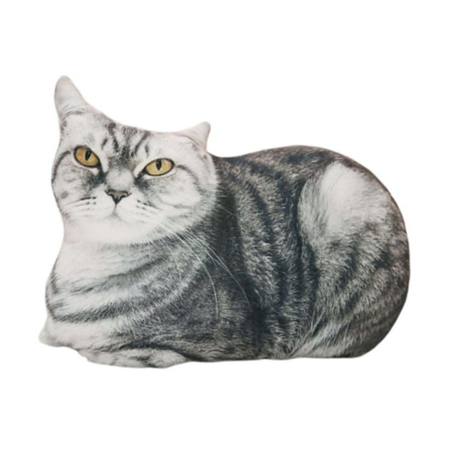 Almohada con forma de gato, suave y cómoda, reposacabezas realista, linda y corta de peluche para Estilo D