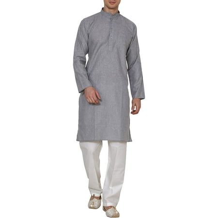 

Royal Mens Linen Cotton Kurta Pyjama Set (42 Light grey)